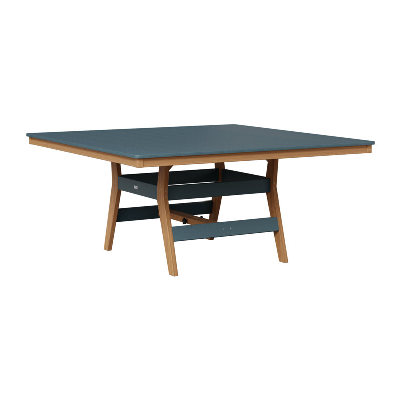 Harbor Outdoor Square Dining Table, Slate, Natural Teak