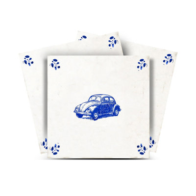 Carreaux de mosaïque autocollants en vinyle style rétro voiture classique 5" x 5"