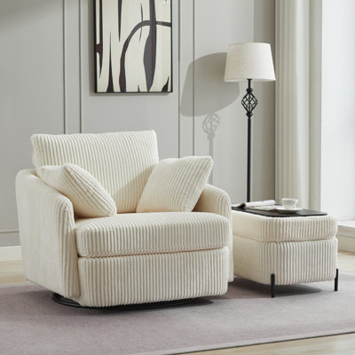 40.6'' Wide Swivel Barrel Chair and Storage Ottoman