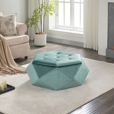 Solution de repose-pieds et assise en velours capitonné avec rangement