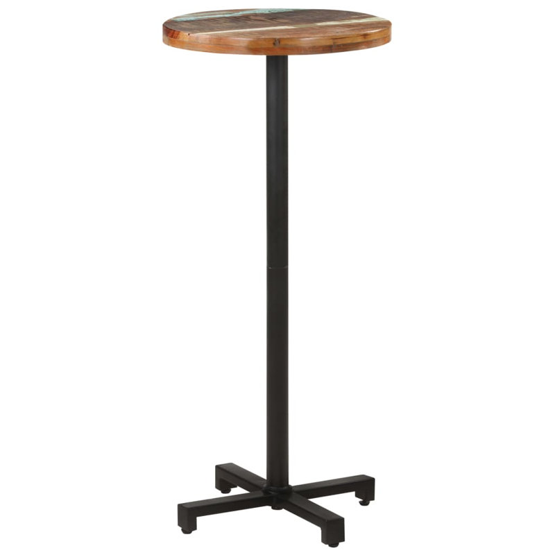 Bistro Table Round Solid Reclaimed Wood, 19.69" D x 19.69" L, Brown
