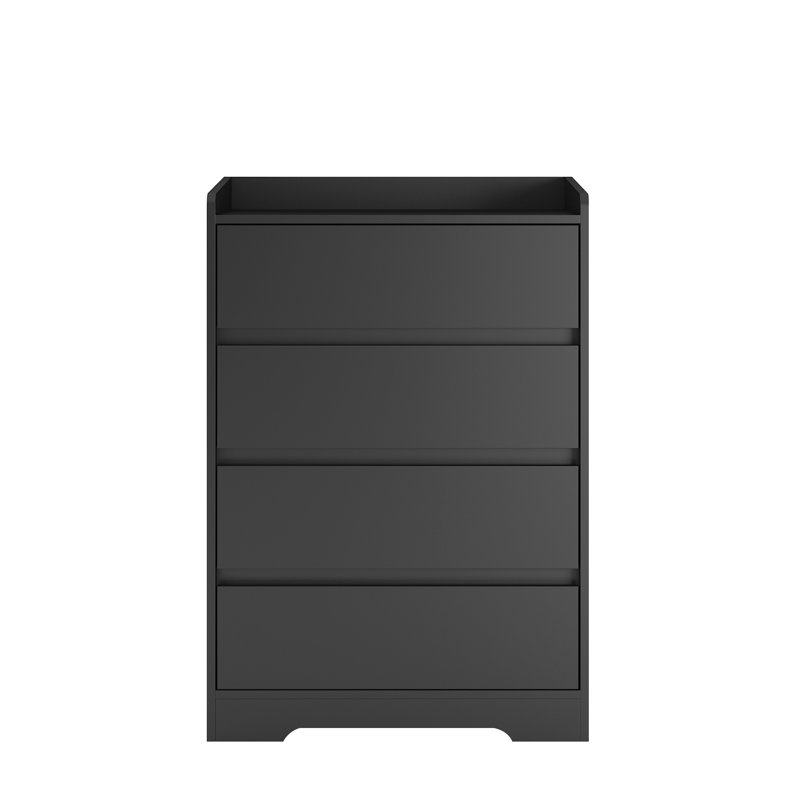 Armoire de rangement moderne à 4 tiroirs, noire, 38,38 po de hauteur, moderne
