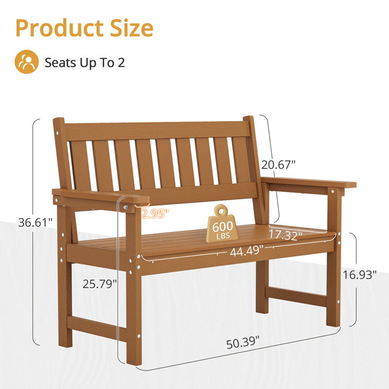 Banc de jardin en aluminium Luria, Brun