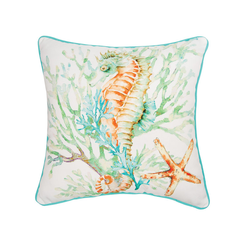 Chandler Colorful Seahorse Printed Throw Pillow