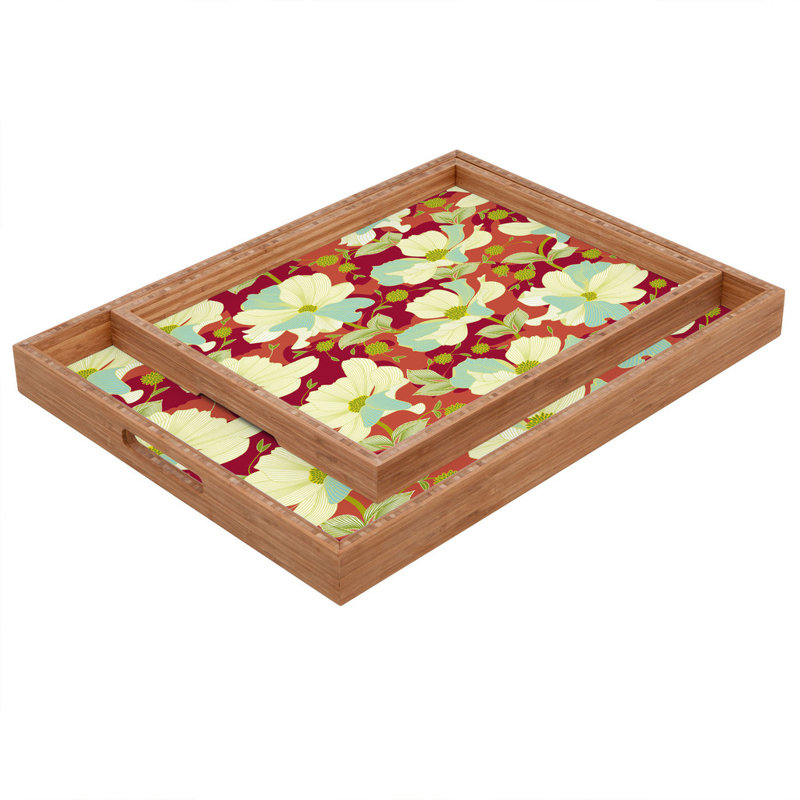 Solid Wood Decorative Tray, 1.75" H x 18" W x 14" D