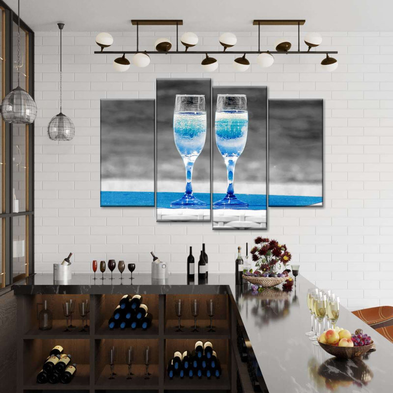 Ensemble 4 pièces Seaside Champagne sur toile, H 32 po x l 52 po x P 1,25 po