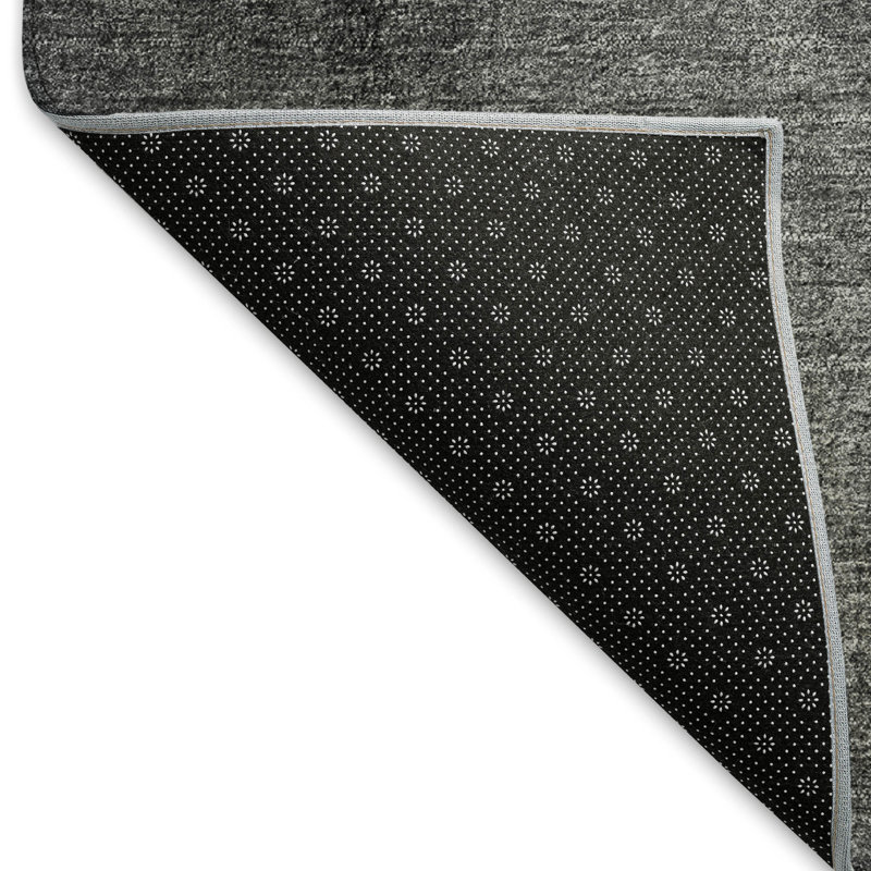 Tapis gris Prisco lavable à la machine de qualité supérieure, Rond 8 pi