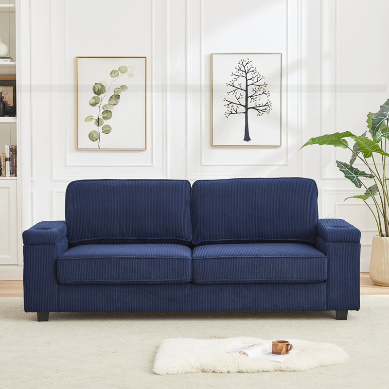 86.5" Deep Seat Sofa, Blue