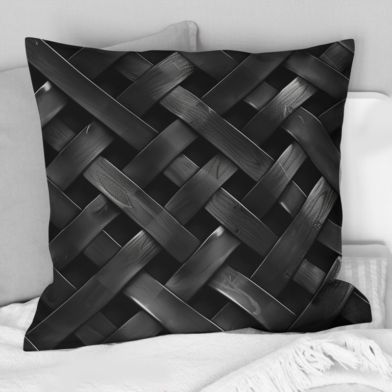 Coussin Black Midcentury Basketweave II - Midcentury, H 16 po x l 16 po