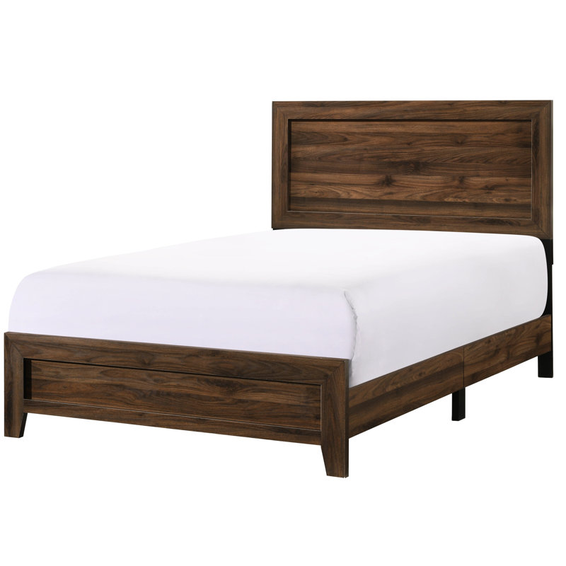 Lit double contemporain en bois de cerisier brun, Lit double, Brun