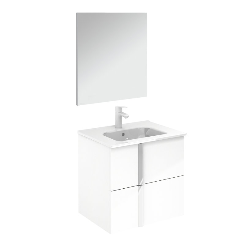 Ensemble de meuble-lavabo de salle de bain simple mural 24 po avec miroir Miguel, Blanc