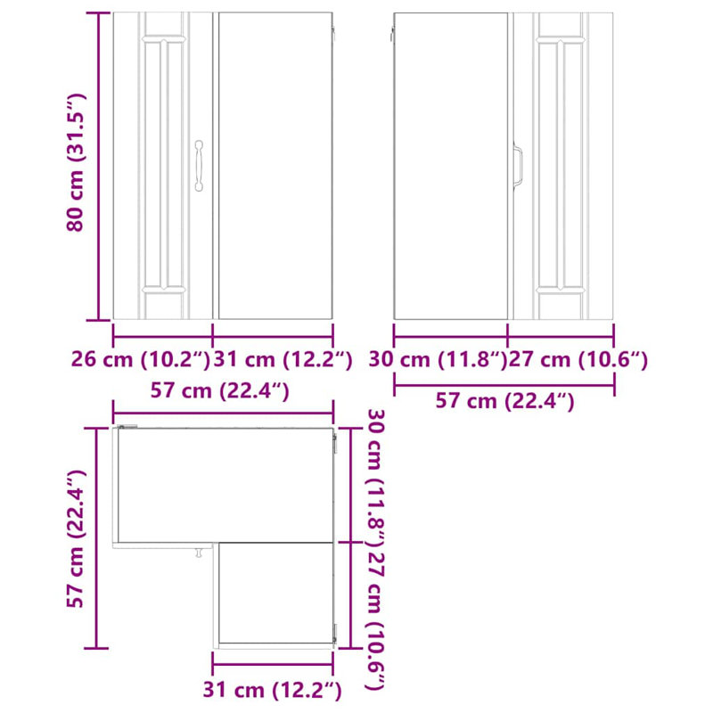 Vidaxl Kitchen Cabinet Brown Oak 57 X 57 X 80 Cm Engineered Wood, White