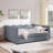 Linen Fabric Cozy Gingham Daybed with Two Storage Drawers and with USB Port and Adorable Wave Shaped-1263608814-1263608815
