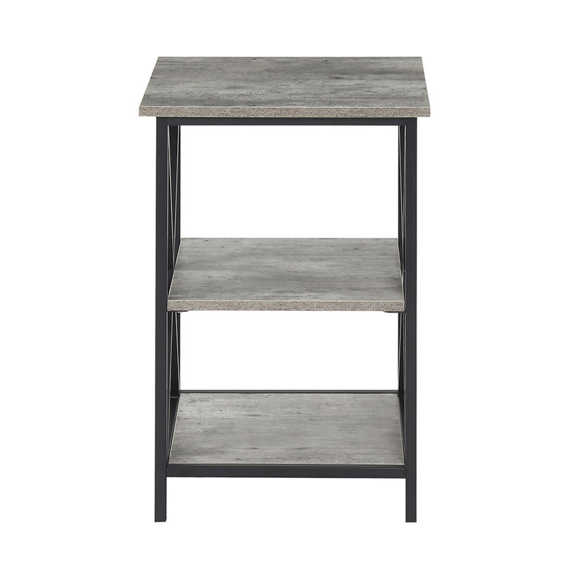 Table de bout avec rangement Ariyana, Faux bouleau / noir