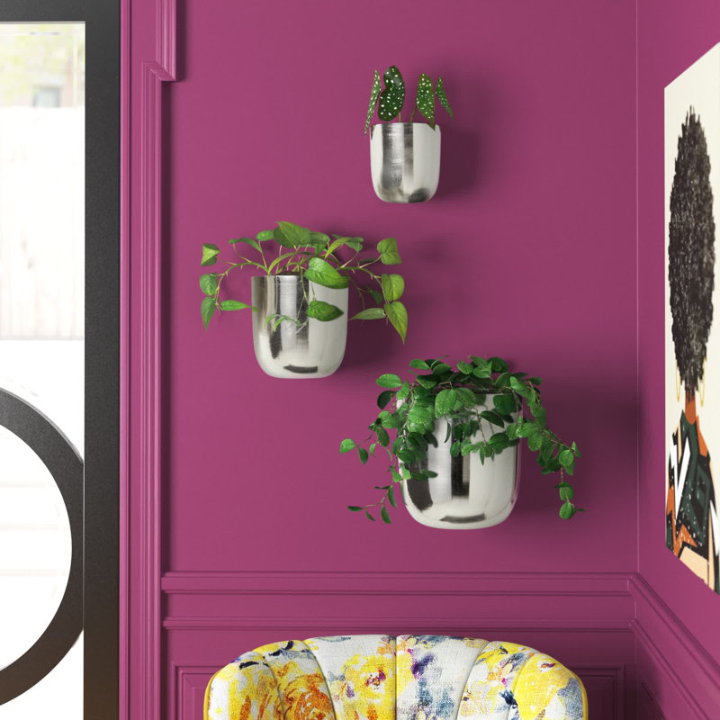 Magdalena 3-Piece Round Iron Wall Planters , Silver