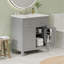 Meuble-lavabo de 30 po avec lavabo en céramique, armoire de salle de bain simple grise moderne avec 2 portes et une tablette, portes à fermeture douce-1838620815