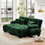 Canapé-lit Cloud pour le salon, canapé 2 places en chenille avec 2 coussins lombaires et 2 coussins décoratifs, canapé rembourré à accoudoirs larges avec 2 repose-pieds, vert chenille-1428046130