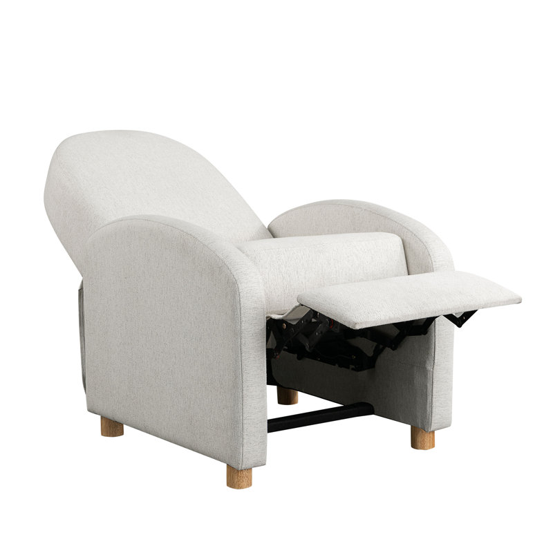 Orrington 26.1" Wide Upholstered Manual Pushback Recliner, Cream Performance Linen