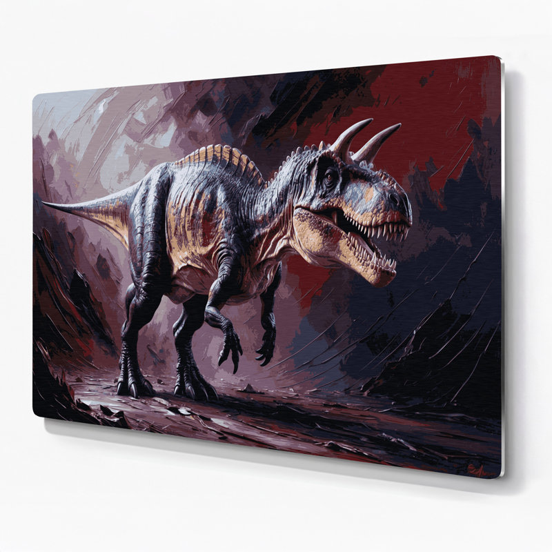 Art mural noir dinosaure Carnotaurus, H 20 po x l 30 po