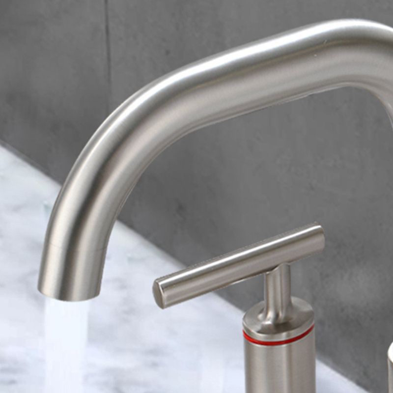 Robinet de salle de bain à large entraxe, Nickel brossé