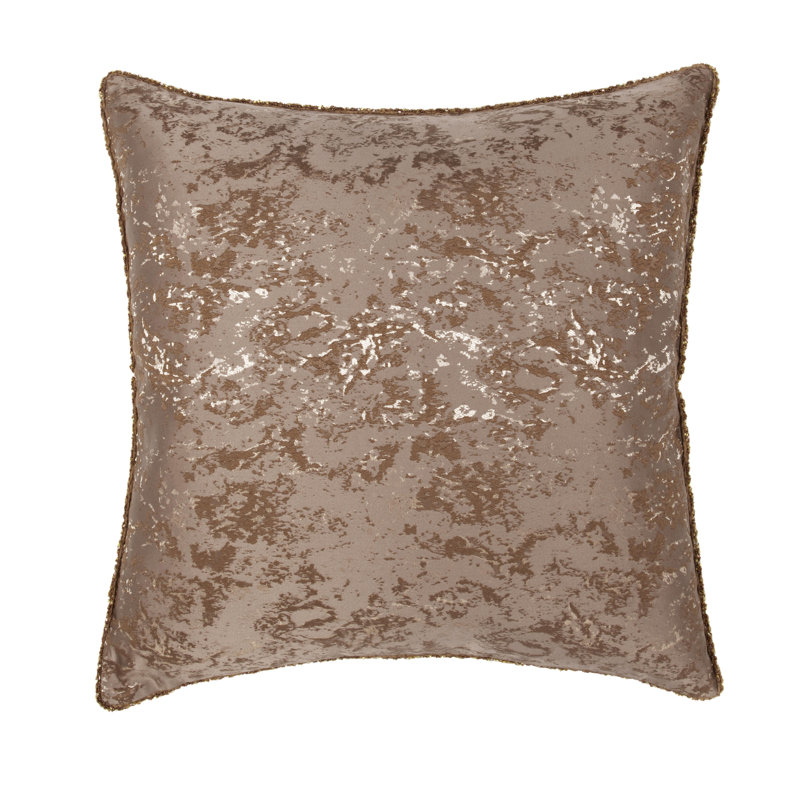 Mica Brocade Woven Throw Pillow, Polyester, Brown