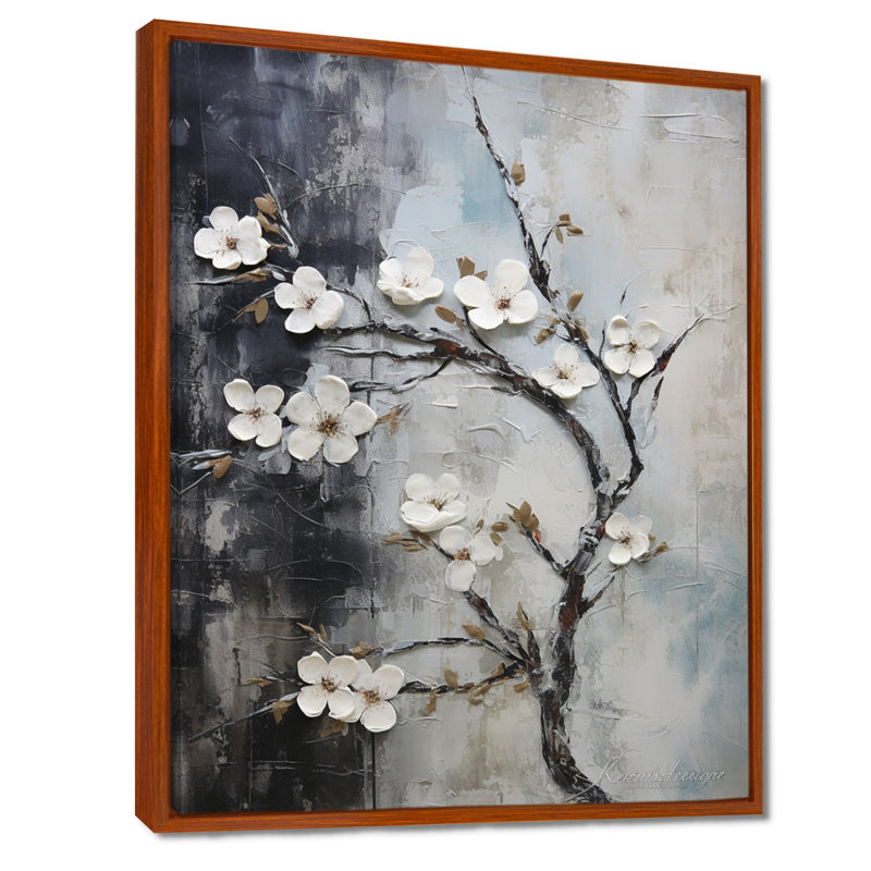 Pomme en fleurs Harmony, H 32 po x l 24 po x P 1 po, Cadre flottant brun