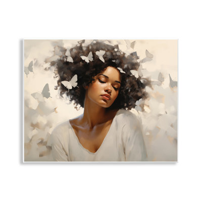 «Woman with White Butterflies», plaque murale par Arlington Prints