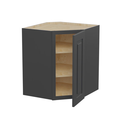 Gallery Express Ellison Plywood Assembled 20 in. W X 12 in. D X 36 in. H Corner Diagonal Kitchen Cabinet Left in Onyx