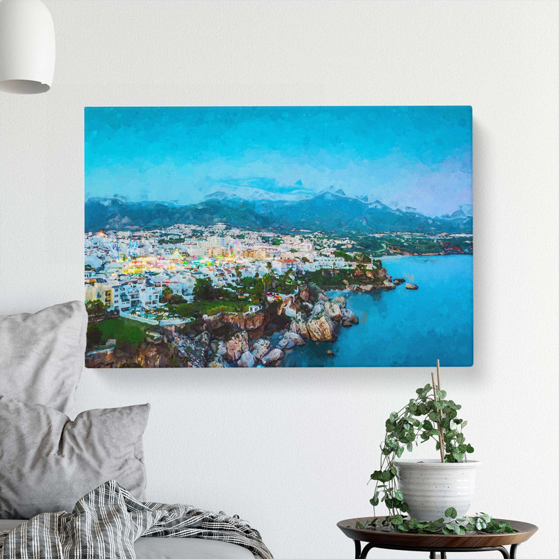 Skyline Of Nerja In Spain In Abstract - Wrapped Canvas, 40cm H x 60cm W x 3cm D