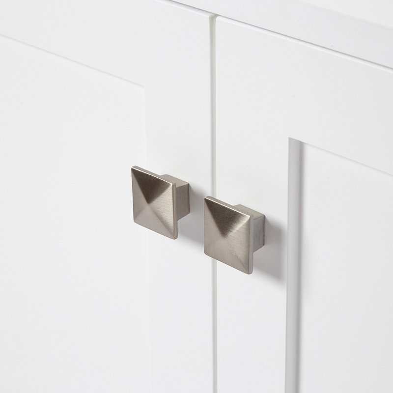 Panchuri 36" Single Bathroom Vanity Base Only, White/Satin Nickel