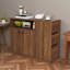 Buffet de cuisine compact avec 2 portes coulissantes en verre, 3 tiroirs et 1 tablette de présentation, idéal pour le rangement organisé et la décoration moderne