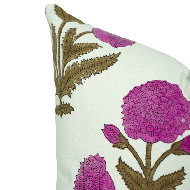 Coussin décoratif à motif de blocs de coton fabriqué à la main Fab divine - Badacha, H 12 po x l 20 po, Rectangulaire