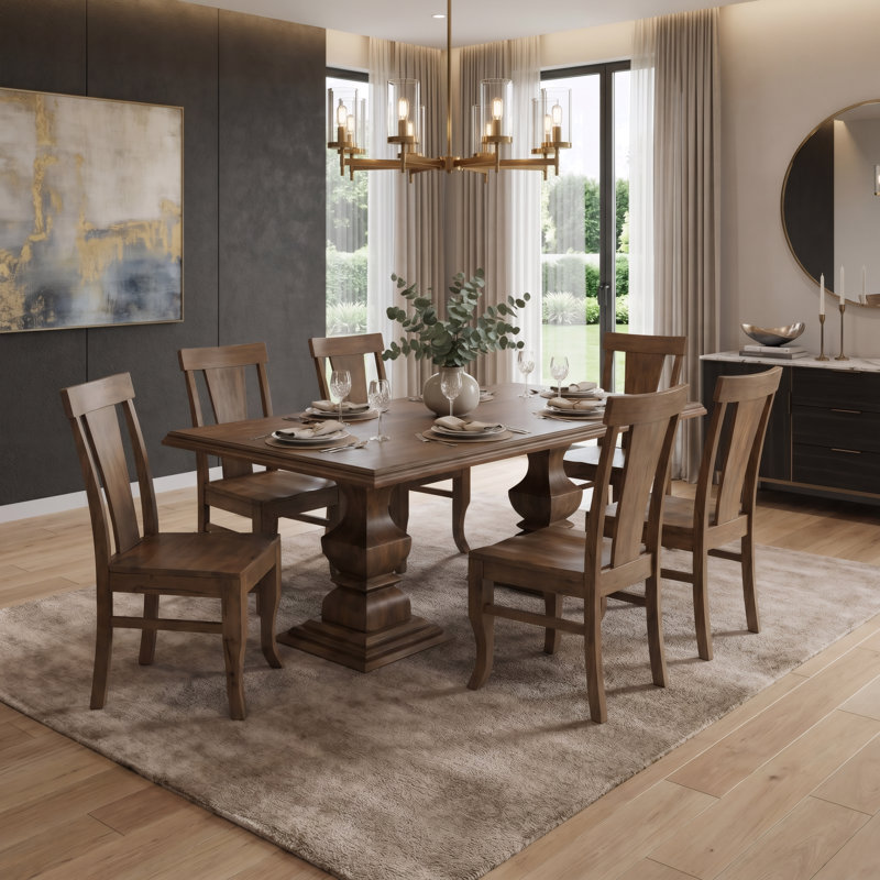 Ensemble de salle à manger Josiane, 7 pièces : table, 6 chaises, 75" L x 42" W