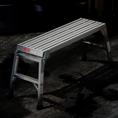 Work Platform Aluminum Portable Bench Folding Ladder Ansi Capacity 225 Lbs 40"
