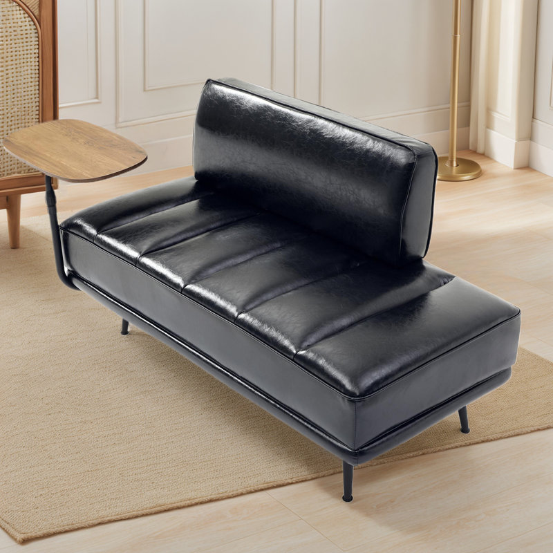 Banc rembourré en similicuir de 54,98 po, Noir