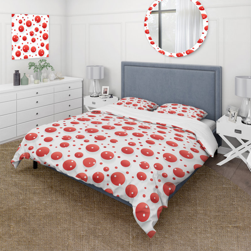 Literie à pois ludique I, Housse de couette simple + 1 taie décorative stan