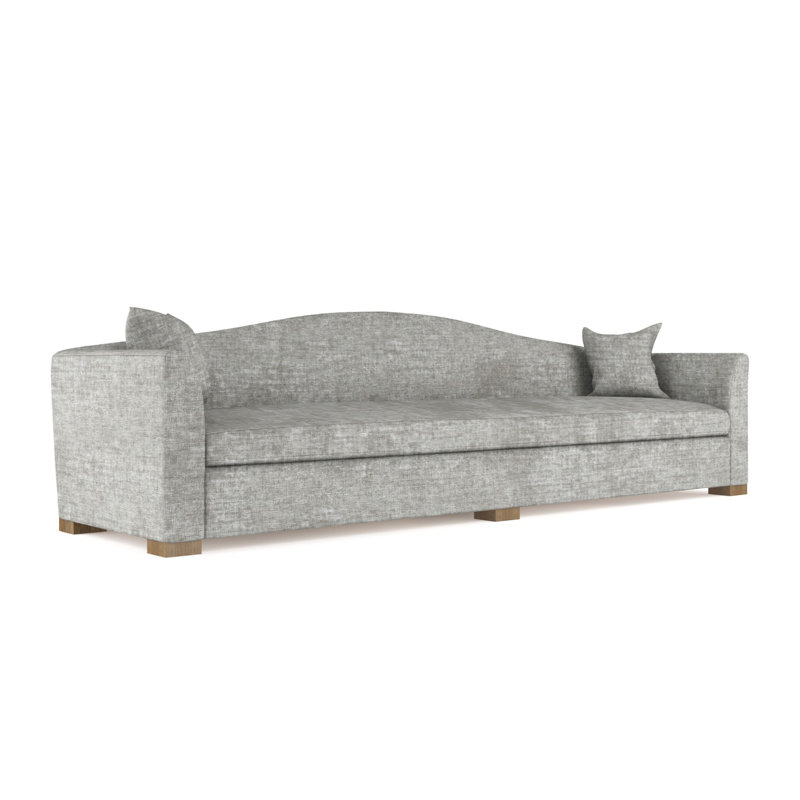 Canapé extra long Horatio Camelback Taper, H 33 po x l 120 po x P 36 po, Ébène, Velours écrasé rayé argent