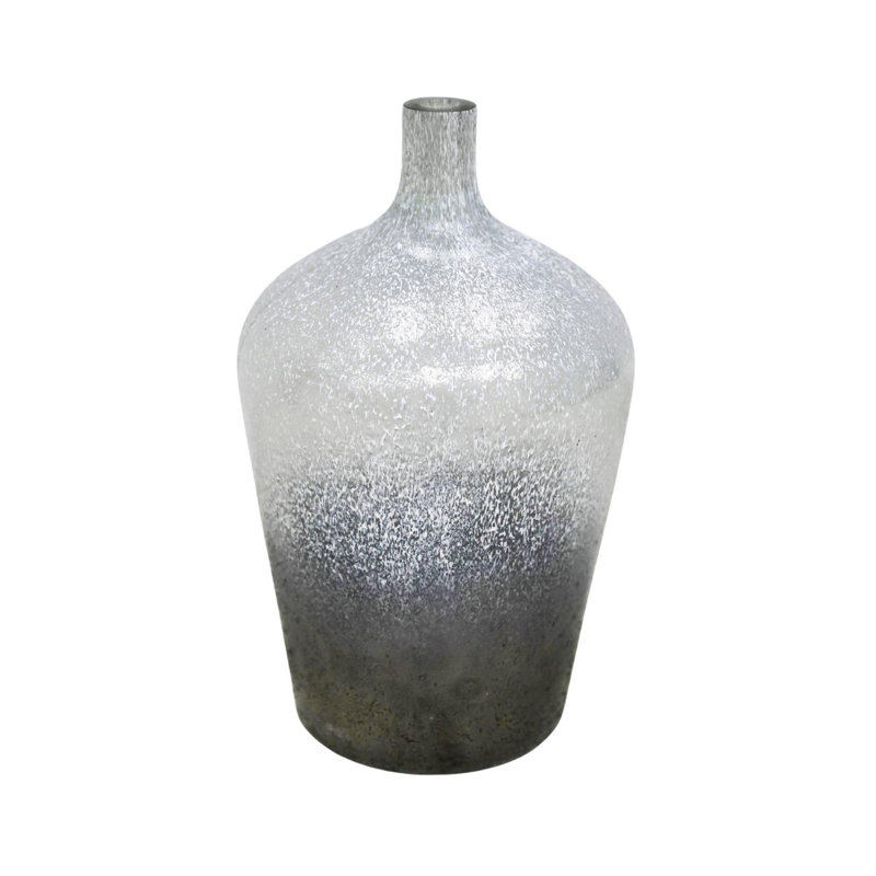 Verre Stem Frosted Glass Vase, Atlantic Blue Frosted
