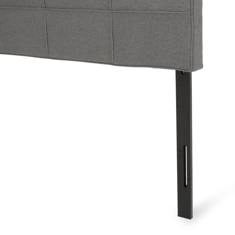 Linen Upholstered Headboards With Metal Leg, Charcoal Gray