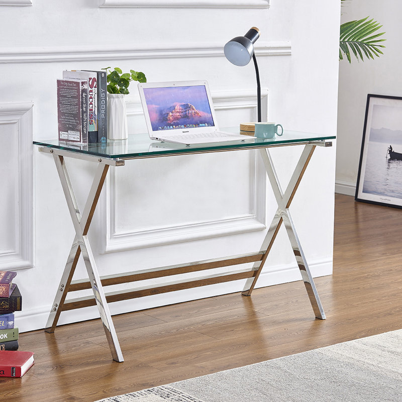 Tonbridge Glass Stainless Steel Writing Desk