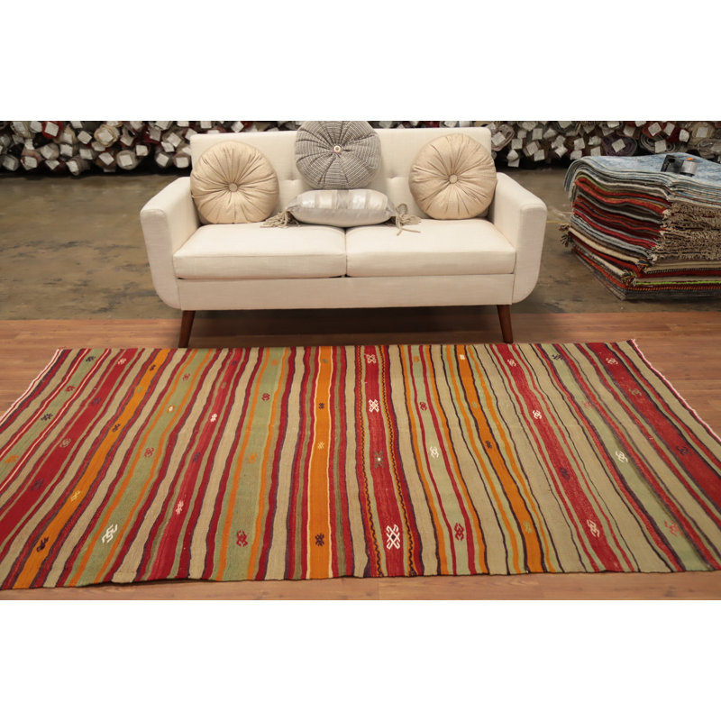 Tapis rayé multicolore vibrant 5 x 8