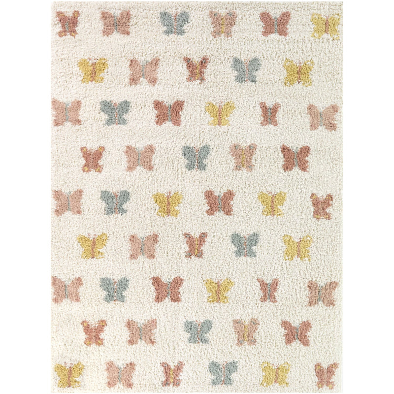 Kirsten Multi-Color Kids Butterflies Area Rug, 5'3" x 7'