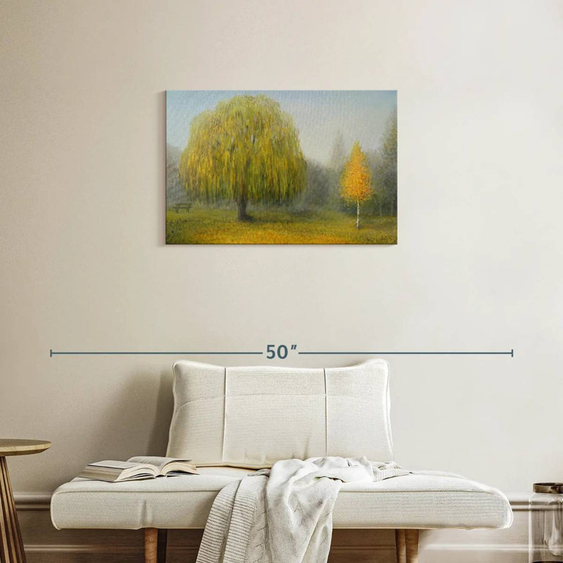 Misty Willow Tree, peinture, H 20 po x l 30 po
