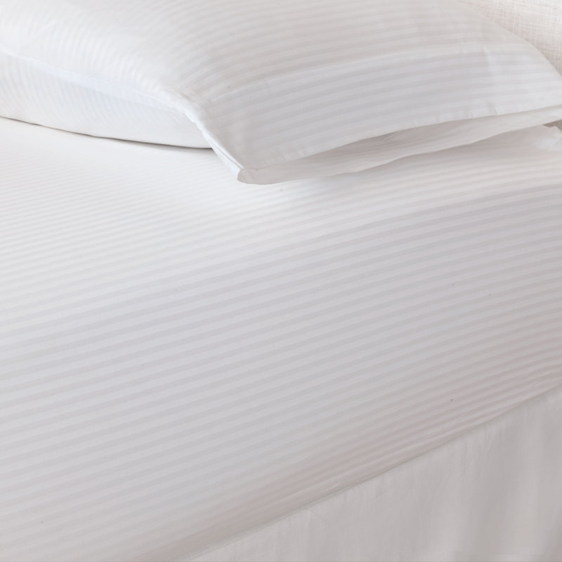 Emilio Egyptian Cotton Jacquard Striped Fitted Sheet, White, Twin Fitted Sheet