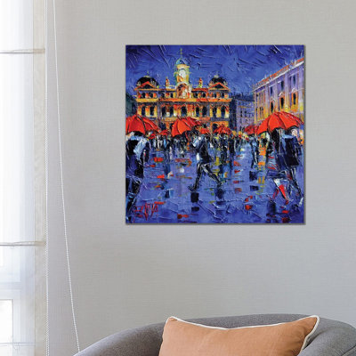 Les Parapluies De Lyon by Mona Edulesco - Wrapped Canvas Painting
