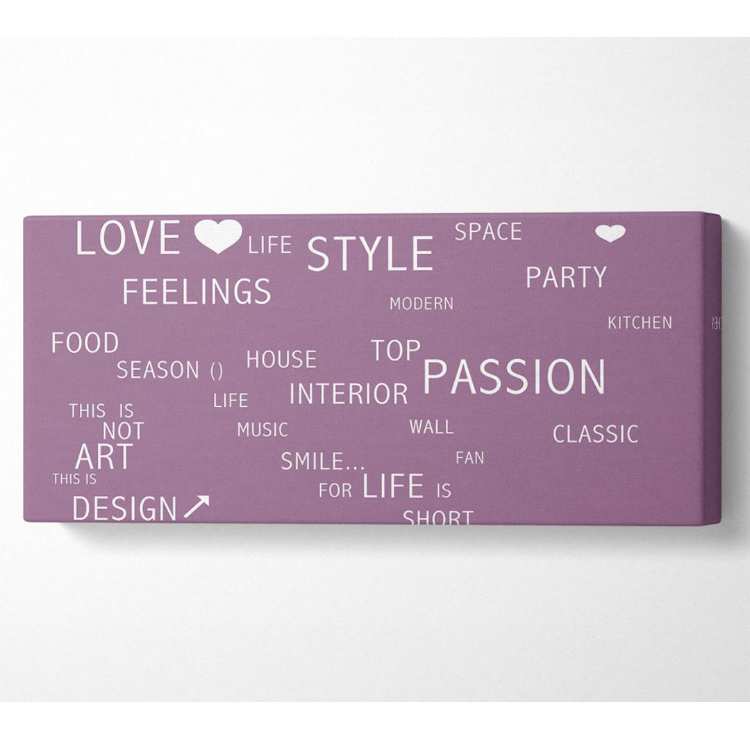 Love Quote Love Life Dusty Pink - Kunstdrucke auf Leinwand