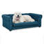 Canapé-lit surélevé de luxe pour petits et moyens chiens - Élégant canapé pour animaux de compagnie bleu avec coussin en mousse durable-1289192144