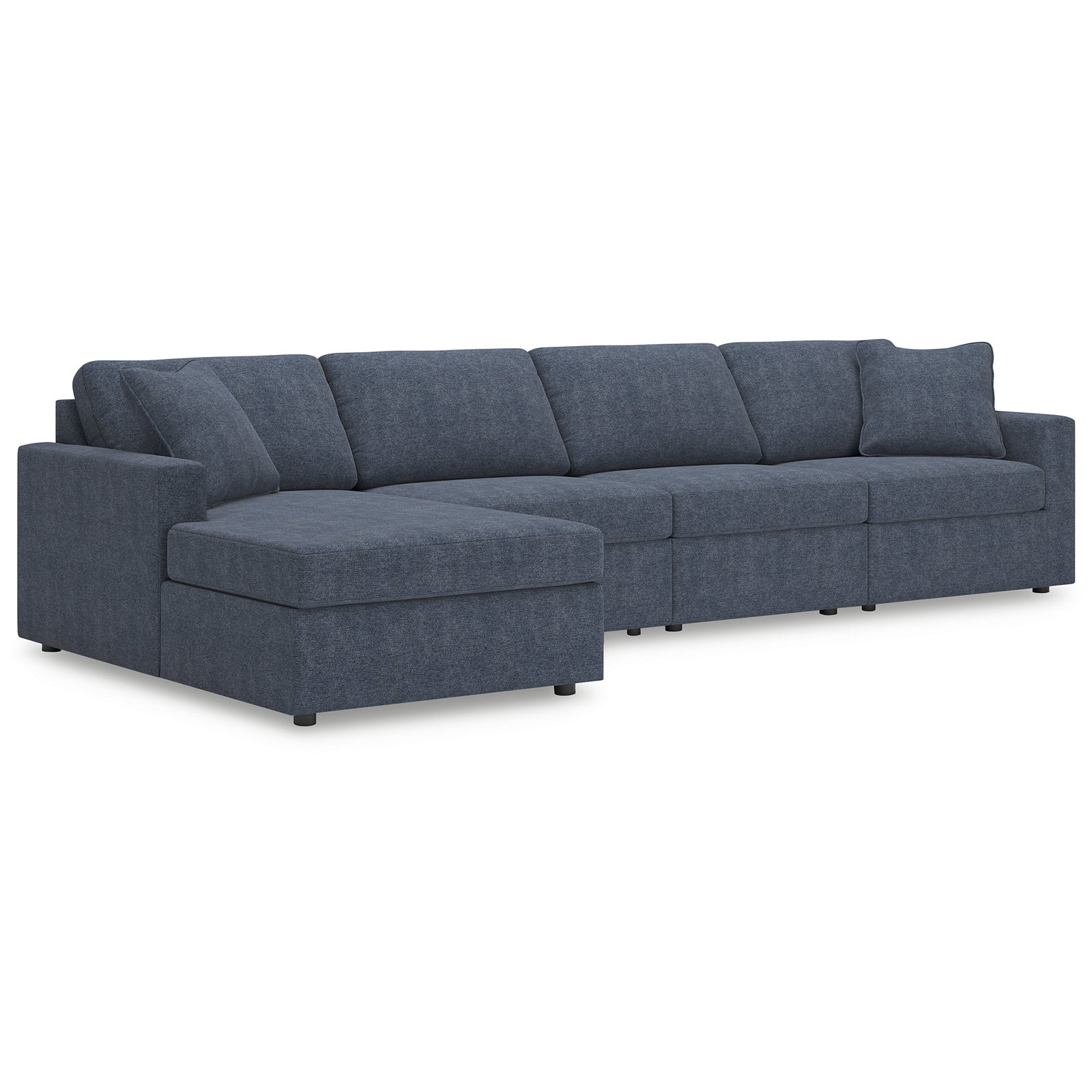 Modular Sectional, Left Hand Facing, 36" H x 140" W x 68"D, Blue Polyester