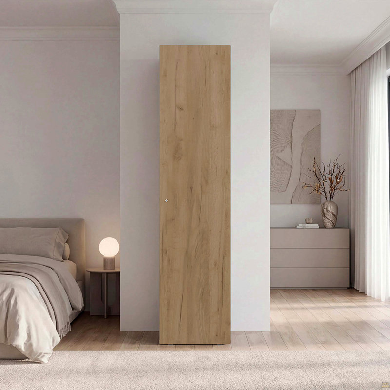 Armoire de rangement 4 tablettes en chêne naturel, Brun