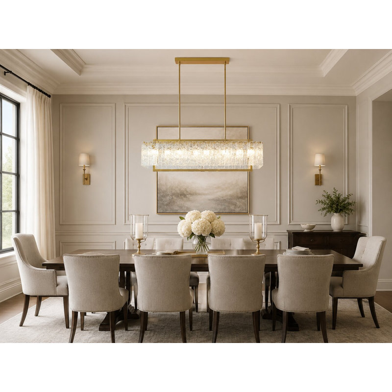 Lustre rectangulaire en verre 7 lumières Transitional